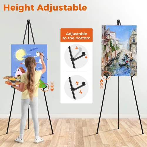 Miniatura 3 de ARTASY Soporte de caballete de 63 pulgadas para letreros de boda, carteles, caballete de artista portátil para pintar lienzo, trípode para el hogar