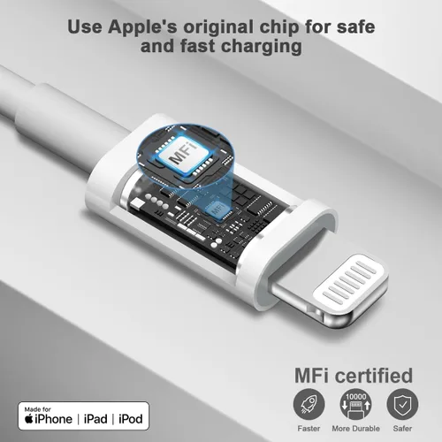 Miniatura 2 de Cargador rápido para iPhone, 3+3 unidades, cargador de pared USB C de 20 W con cable de carga rápida de 6 pies compatible con iPhone