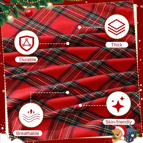 Miniatura 6 de Oudain Juego de fundas de sofá navideñas con 2 fundas de almohada de 71 x 134 pulgadas, fundas de sofá rojas a cuadros búfalos, funda de sofá de 3