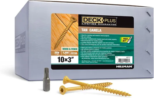 Miniatura 31 de Deck Plus Tornillos para valla y madera exterior con revestimiento epoxi de 3 pulgadas #10 x 3 Torx/Star Drive Incluido, rosca gruesa, tornillo