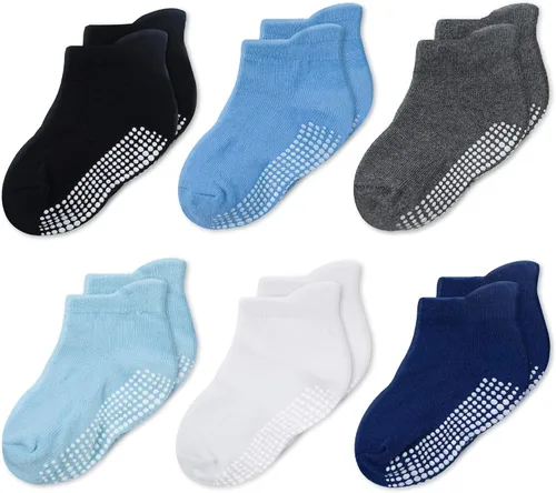 CozyWay Ankle Style Socks with Grippers for Little Girls & Boys, Infants, Toddlers, Children - 6 & 9 Pairs