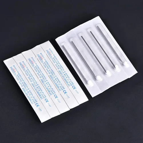 Miniatura 3 de DJCIW Pinzas de metal para piercing con 20 agujas de piercing de acero inoxidable quirúrgico para piercing de ombligo, pezón, trago, lengua, oreja