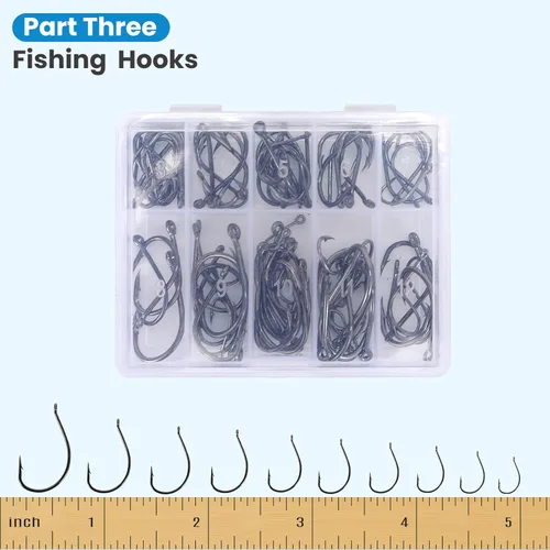 Miniatura 4 de Kit profesional de caja de aparejos de pesca de 3 capas con juego de accesorios, incluyendo señuelos de agua salada y agua dulce, herramientas, Caja