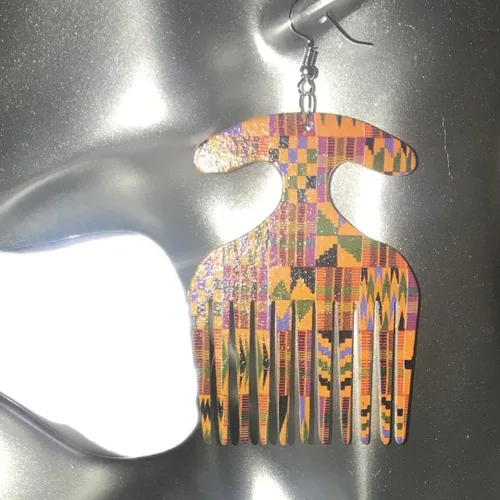 Miniatura 3 de Pendientes de peine Afro Pick (multicolor), Madera, No es una piedra preciosa