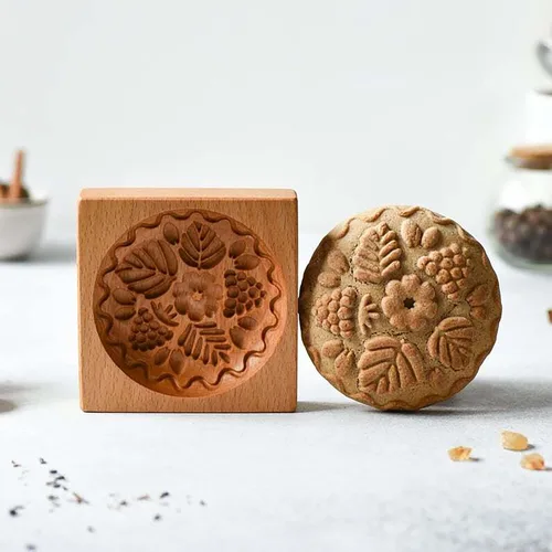 Miniatura 19 de Molde de Galletas de Madera, Molde de Horneado 3D, Herramienta de Decoración de Gravura para Artesanía, Adecuado para Halloween, Acción de Gracias