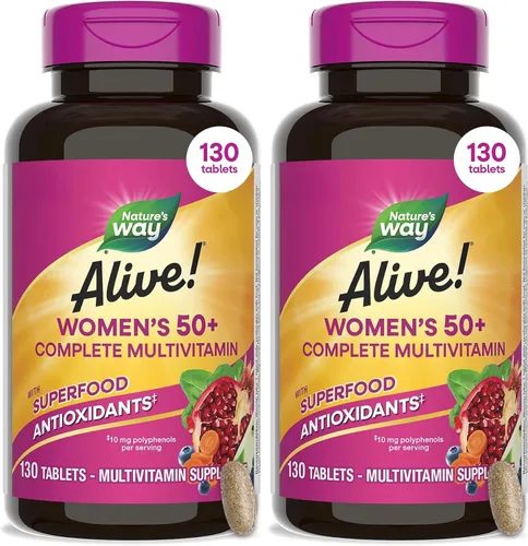 Miniatura 10 de Nature's Way ¡Alive! 50 Plus Tabletas multivitamínicas completas para mujeres, vitamina diaria para mujeres de 50 años, apoya la función saludable