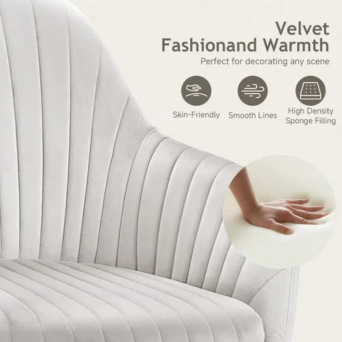 Miniatura 5 de Warmiehomy Silla de escritorio de terciopelo para oficina en casa, moderna silla de trabajo giratoria ajustable, sillas de tocador para mujeres