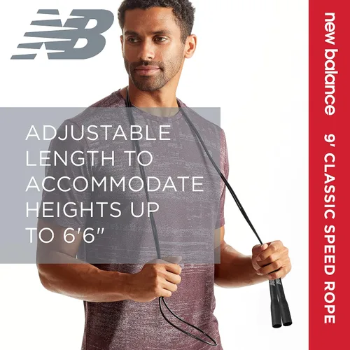 Miniatura 5 de New Balance Cuerda de velocidad clásica, cuerda de salto para fitness, entrenamiento de cuerpo completo, ligera, sin enredos, portátil y ajustable