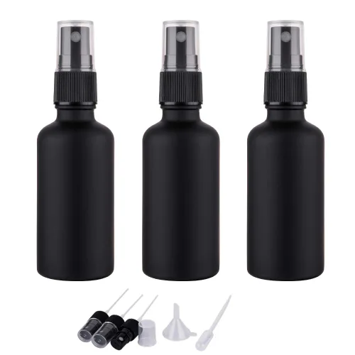 Miniatura 10 de Paquete de 6 botellas de spray de vidrio ámbar para aceites esenciales, botella pequeña de 2 onzas de niebla fina vacía de viaje para cabello