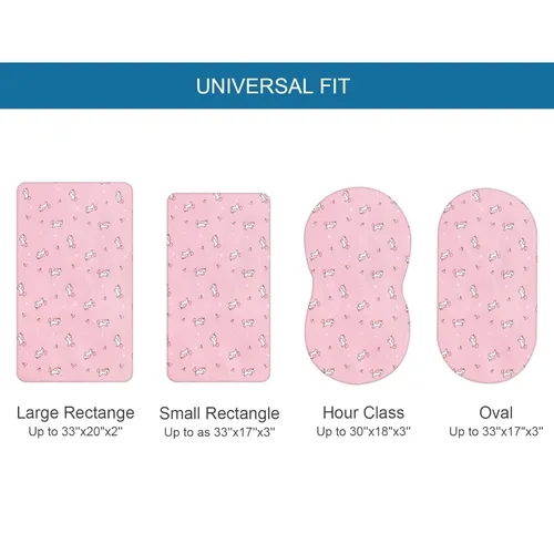Miniatura 7 de Sábanas de cuna 2 unidades, sábana de cuna elástica, sábanas de cuna para bebé niña, ajuste universal para cuna rectangular, ovalada, de reloj