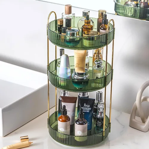 Miniatura 7 de Organizador de Maquillaje Giratorio de Encimera de 2 Niveles Bandejas Lazy Susan Transparente Almacenamiento de Cuidado de la Piel y Perfume