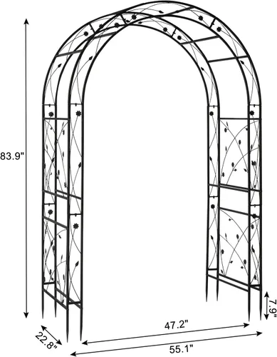 Miniatura 8 de VINGLI Cenador de jardín, arco para fiesta de ceremonia de boda, decoración de jardín de Navidad, enrejado de jardín de acero para escalada