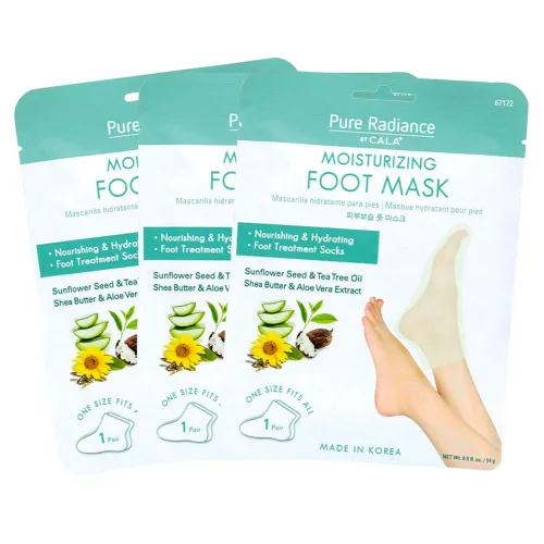 CALA Calcetines hidratantes para máscara de pies, manteca de karité + aceite de semillas de girasol, árbol de té y aloe hidratantes con urea + ácido