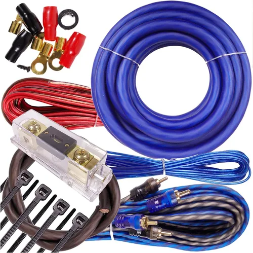 Kit completo de cableado de instalación de amplificador de gravedad de calibre 4 de 3500 W a 6500 W, amplificador PK1 4 Ga azul, para instalador y