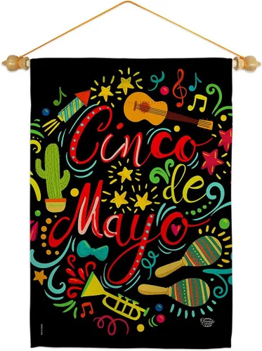 Miniatura 11 de Bandera de jardín de El Fiesta Cinco de Mayo – Fiesta de Verano Cactus Pinata Sombrero Mexicano al aire libre – Cartel de decoración de la casa