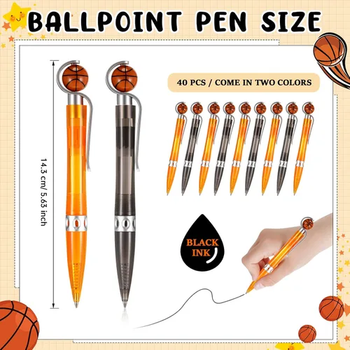 Miniatura 3 de Geyoga 40 bolígrafos de baloncesto deportivos, recuerdos de fiesta, recuerdos deportivos, bolígrafos de escritura de tinta negra para escritorio