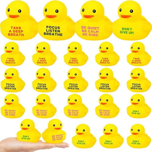 Miniatura 7 de Juego de 60 patos de goma inspiradores a granel, regalos de agradecimiento motivacionales y recuerdos de fiesta, recompensas de regreso a clases