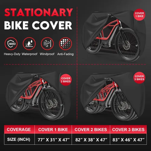 Miniatura 4 de Zettum Funda de bicicleta para 1 bicicleta, 600D, para almacenamiento al aire libre, impermeable y resistente, funda de bicicleta para bicicleta