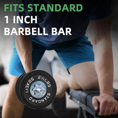 Miniatura 5 de Fitvids Placa de pesas estándar de hierro fundido de 1 pulgada para entrenamiento de fuerza y levantamiento de pesas, varios pesos disponibles