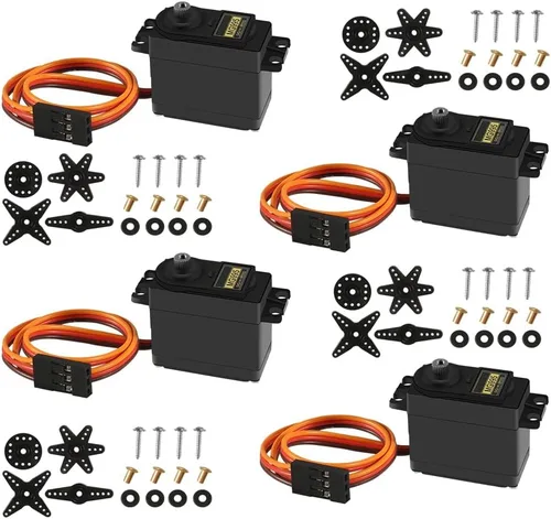 4 piezas MG995 RC Servo Moto Metal Gear Servo de alta velocidad Motor servo digital compatible con coche inteligente robot, barco, helicóptero RC,