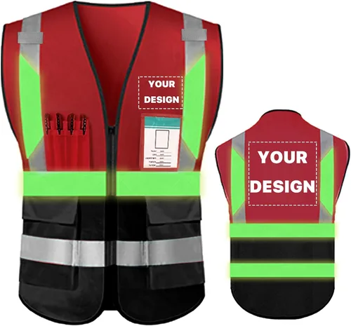 Miniatura 8 de Chaleco de seguridad de alta visibilidad reflectante, personaliza tu logotipo, ropa de trabajo de seguridad con tiras reflectantes y bolsillos A