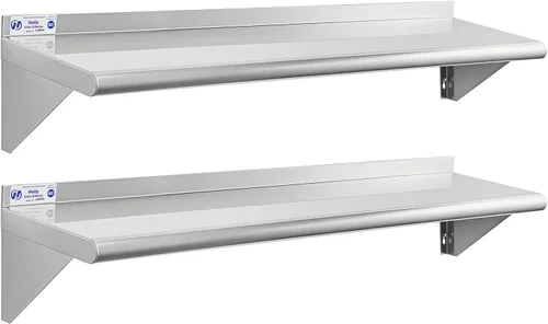 Miniatura 24 de HALLY SINKS & TABLES H Estante de acero inoxidable de 18 x 36 pulgadas, 350 libras, estantería flotante comercial de montaje en pared