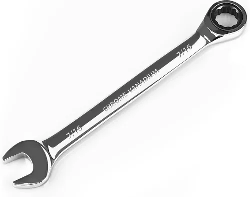 Egofine - Llave combinada de trinquete de 7/16 pulgadas SAE, llave de engranajes de grado industrial con diseño de 12 puntos, trinquete de 72