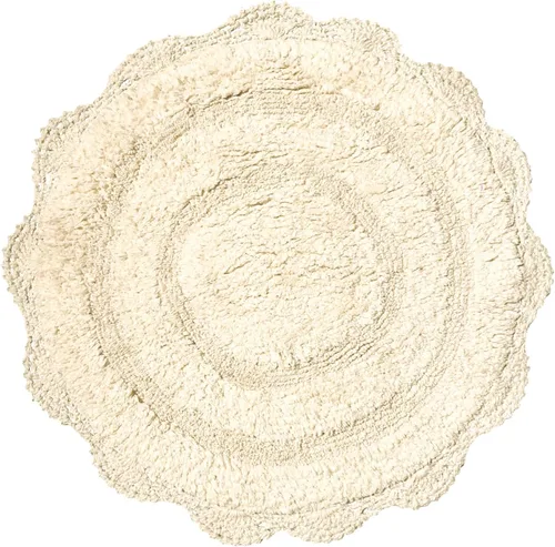Miniatura 21 de Chardin home Alfombra de baño de ganchillo beige, alfombra de baño ovalada 100% algodón con borde de ganchillo artesanal hecho a mano, alfombra