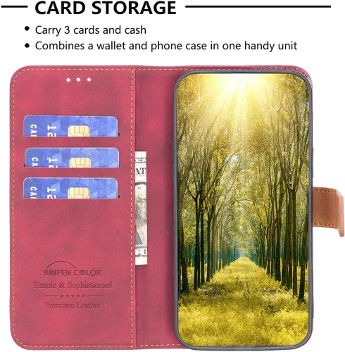 Miniatura 3 de jioeuinly Case Compatible with Celular Kalley Element 5+Plus Phone Case Flip Stand Cover PU Leather BF11 Wallet Case Red