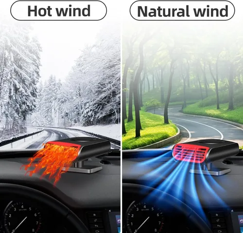 Miniatura 6 de Calentador de Coche, Calentador de Coche Portátil de 12V 150W de Calentamiento Rápido y Descongelador, Calentador y Ventilador Frío 2 en 1 que se