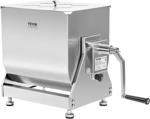 Miniatura 9 de VEVOR Mezclador manual de carne, equipo de procesamiento de carne de tanque inclinable, capacidad máxima de mezcla de carne de 15 libras, acero