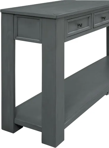 Miniatura 5 de Merax Mesa consola de 63 pulgadas con 4 cajones, mesa de entrada de 2 niveles con estante de almacenamiento, mesa de sofá larga para entrada, Azul