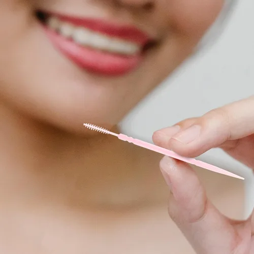 Miniatura 6 de 200pcs palillos de dientes de doble cabeza de plástico suave cuidado bucal interdental hilo limpiadores cepillos frenos, palillos de dientes (rosa)