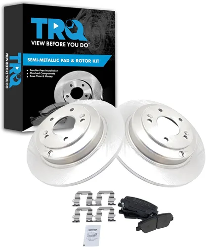 Miniatura 97 de TRQ Juego de pastillas de freno semimetálicas traseras y rotores compatibles con Chevrolet Trailblazer 02-06 Trailblazer EXT 04-06 SSR 02-07 GMC