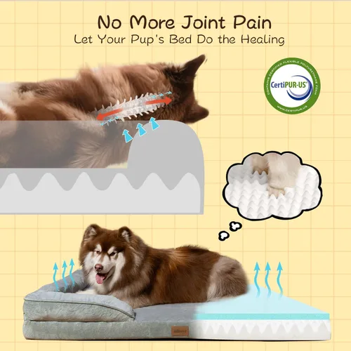 Miniatura 2 de Cama ortopédica para perros - Ultra - Espuma de celda de huevo, 100% impermeable interior, funda extraíble fácil de limpiar, resistente y Gris claro