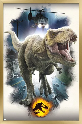 Miniatura 18 de Trends International Jurassic World: Dominion - Póster de pared focal de T. Rex, 22.375 x 34 pulgadas, versión enmarcada de madera de granero