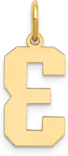Miniatura 3 de Colgante de oro amarillo macizo de 14 quilates, número 3, 0.787in x 0.315in