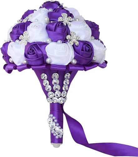 Miniatura 16 de XINNI Ramo de boda negro para novia, dama de honor, satén con diamantes de imitación y perlas para boda, fiesta de quinceañera, negro y marfil