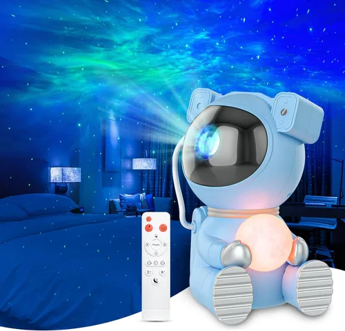 Miniatura 8 de Cayclay Proyector astronauta de galaxia, proyector de estrellas con temporizador y control remoto, luz nocturna con lámpara de luna, lámpara LED