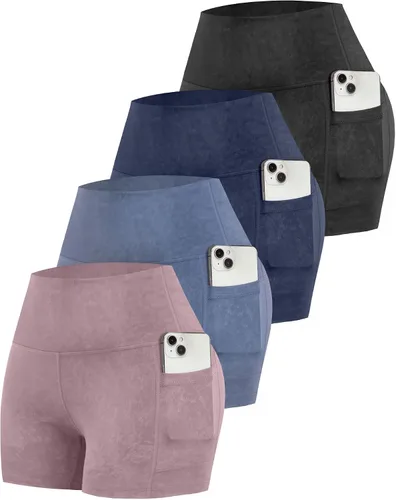 Miniatura 43 de CHRLEISURE - Pantalones cortos de ciclismo para mujer con bolsillos de licra, cintura alta, con control de abdomen para entrenamiento, yoga