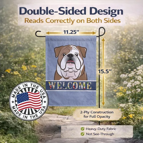 Miniatura 3 de Caroline's Treasures BB1405GF Bandera de jardín de bienvenida de bulldog inglés, Bandera de buzón azul, bandera decorativa para el patio, obra