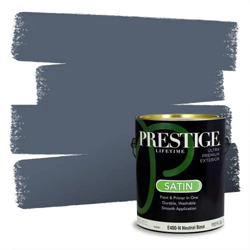 Miniatura 848 de Pintura Exterior + imprimación PRESTIGE, todo-en-uno, 1 galón, acabado mate, color comparable al Valspar* Royal Gray* VS151-Gris real