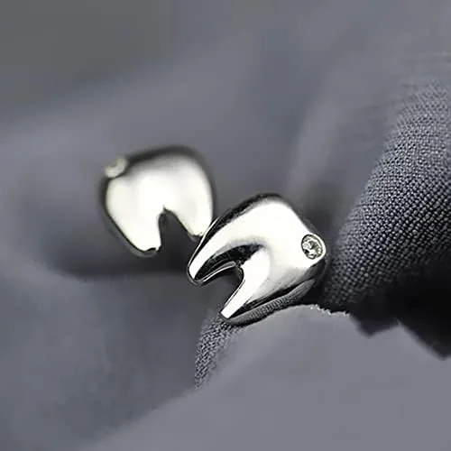 Miniatura 6 de Pendientes de tuerca de cristal de dientes pequeños y divertidos aretes para mujeres y hombres