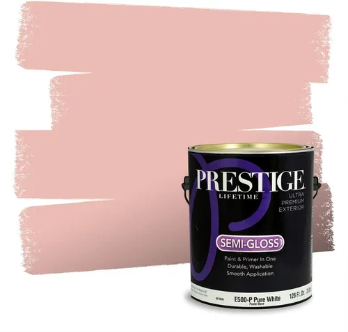 Miniatura 444 de Prestige Paints Pintura exterior e imprimación en uno, 1 galón, plano, coincidencia comparable de Valspar* Amber Rose*