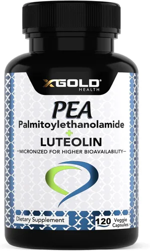 Palmitoiletanolamida 630 mg + luteolina estandarizada 98% - Guisante micronizado 99% altamente purificado y biodisponible - Hecho en Estados Unidos