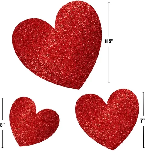 Miniatura 2 de Paquete de 20 recortes de corazón de papel con purpurina roja deslumbrante, 5, 7 pulgadas, 11.5 pulgadas (paquete de 20), perfecto para decoraciones