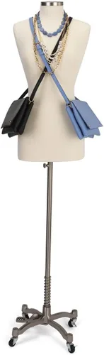 Miniatura 3 de Displays2go Forma de vestido femenino con base con ruedas, altura ajustable - base plateada (SMFDFSB)