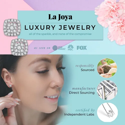 Miniatura 3 de La Joya Aretes de diamante de 1 a 2 quilates cultivados en laboratorio Aretes de plata de ley 925 con diamantes Joyas de plata fina con diamantes