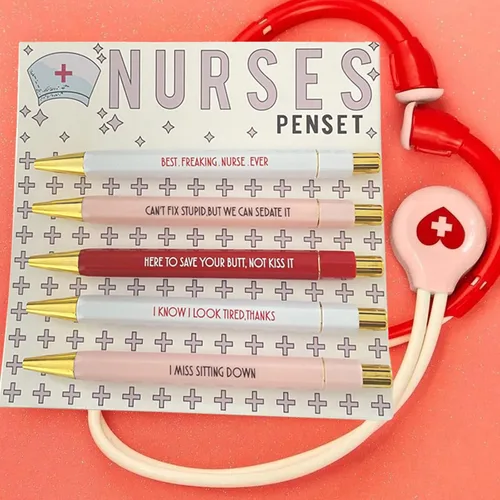 Miniatura 4 de Juego de 5 bolígrafos divertidos para enfermera, bolígrafos divertidos de tinta negra, bolígrafos de enfermería para enfermeras, médicos