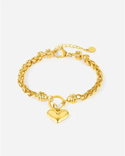 Miniatura 6 de BG&WLing Pulsera chapada en oro de 14 quilates con dije de corazón para mujer, acero inoxidable, cadena de corazón, pulsera de oro duradera